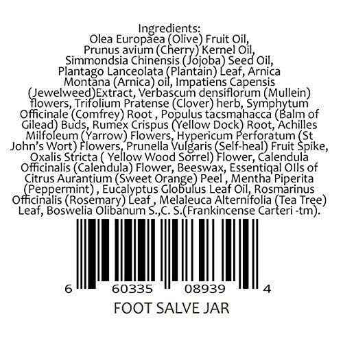 Foot Salve Herbal Balm Cream - Balsamo pomada crema herba de Los pies featuring Peppermint, Tea Tree plus 10 botanicals Creation Farm