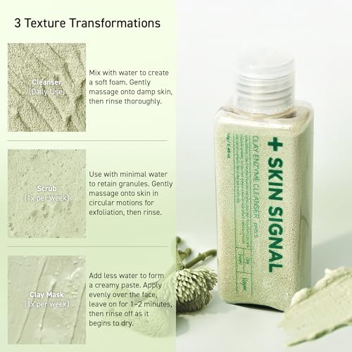Green Clay Enzyme Cleanser, Whitehead Remover Powder Cleanser, Deep Pore Cleansing with PHA, Gentle Exfoliating Face Wash, Facial Scrub for Blemish-Prone Skin, Korean Skin Care