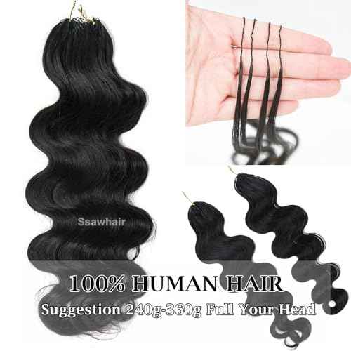 Body Wave Crochet Human Hair Knotless Pre-Separated Braid Virgin Human Hair With String Pre-Looped Reusable Feather Crochet Hair Extensions 16Inch 120g 100Strands