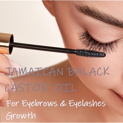 Jamaican Black Castor Oil, Organic Castor Oil Cold Pressed Unrefined Glass Bottle,Rich in Vitamin E, Omega Fatty Acids and Minerals Castor Oil for Face, Hair & Skin, Lashes & Brows, Nail Care 8OZ