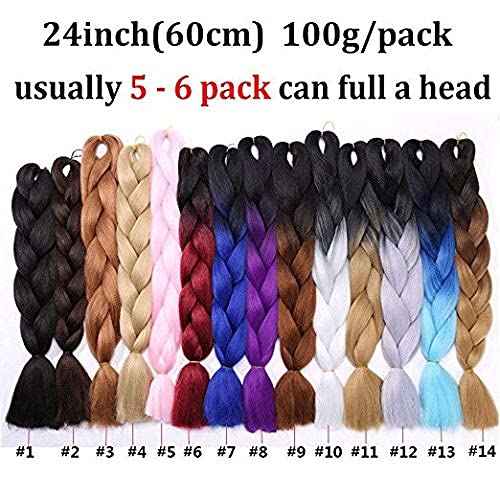 Ombre 24 inch Jumbo Braid Hair Extensions Rainbow Jumbo Box Braids Crochet Hair Long for Women Kids DIY High Temperature Synthetic Fiber 4 Tones Purple+Blue+Yellow+Orange 5 Bundles