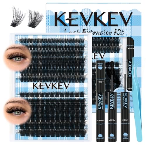 Lash Extension Kit 280pcs Volume Lash Clusters 100D+200D Lash Clusters Kit 10-18mm Individual Lashes Kit With Lash Bond And Seal£¬Lash Tweezers Thick Lash Extension Kit DIY At Home(0.05D,100D+200D)