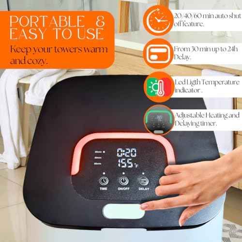 Di'Aroma Towel Warmer with Aroma 10 Tablet, Luxury Large Towel Warmer Bucket with 26L Capacity, Auto Keep Warm Feature 20/40/60 Hot Timer and Delay Timer up to 24h, for Towels Bathrobes Blankets PJ's