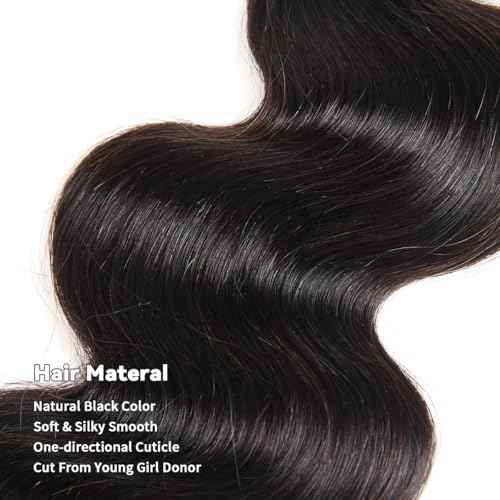 15A Raw Human Hair Bundles Body Wave Human Hair,Triple Lifespan Indian Virgin Hair,No Tangle Shedding,Multiple Washes Keep Texture Silky Soft (3 Bundles Natural Color, 16 16 16 Inch)