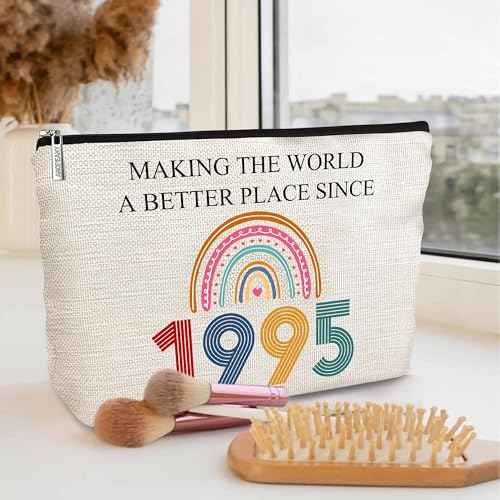 30th Birthday Gifts For Her, Women - Gifts for 30th Birthday - Mothers Day Bags For Woman - 30 th Bday Decorations For Sister, Female, Friends - 1995 Canvas Makeup Bag - Turning 30 th Gift