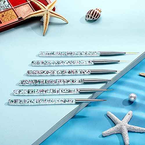 Maitys 6 Pcs Eyeliner Brushes Fine Point Thin Eye Makeup Gel Eyeliner Brush Water Activated Graphic Cosmetic Liner Wands for Eyes Makeup Tools(Bright Style)