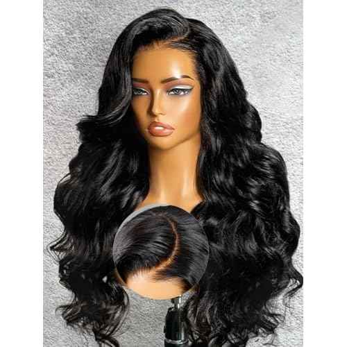 18 Inch Side Part Body Wave 7X5 Wear and Go Glueless Wigs Human Hair Pre Plucked Pre Cut Pre Bleached Knots HD Lace Front Wigs for Black Women Glueless Wig 180% Density