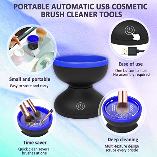 Electric Makeup Brush Cleaner - Catcan Makeup Brush Cleaner Machine, Portable Automatic Cosmetic Brush Cleaner Tools, Paint Brush Cleaner Spinner, Valentine's Day Gift Fits for All Size Brushes