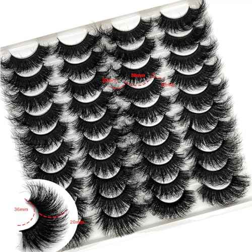 Mink Lashes Fluffy Wispy 20mm 3D Volume Full Dramatic Faux Mink D Curl Long Strip Lashes Pack 25 mm Big Cat Eye False Eyelashes