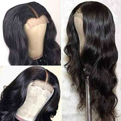 ALLRUN Body Wave Lace Closure Wigs Human Hair 4x4 Lace Front Wigs With Baby Hair(16 inch) Body Wave Lace Wigs For Black Women Natural Color 150% Density