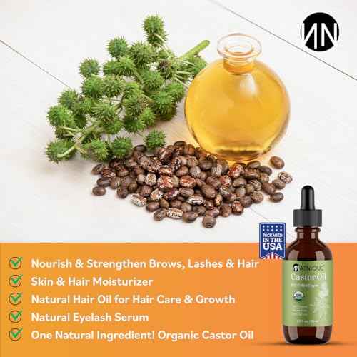 Natnique Castor Oil 2oz ? USDA Certified Organic, 100% Pure Cold Pressed Unrefined Oil for Hair Growth, Eyelashes, Eyebrows & Scalp ? Natural Skin Moisturizer, Lash Serum & Hair Treatment