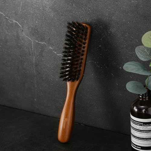 Beard Brush for Men, Ravego 100% Boar Bristle brush for Berad & Short Hair Detangle Add Natural Shine & Texture Exfoliates Skin and Scalp