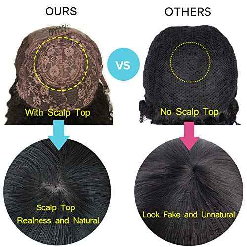 Kinky Blow Out Wig With Bangs Human Hair None Lace Front Wig Glueless Kinky Straight Scalp Top Wig Full Machine Made Brazilian Remy Hair 150% Density Natural Color 14"
