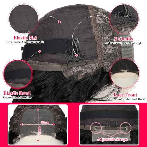 SOSATISFY Deep Wave Lace Front Wigs Human Hair 4x4 HD Transparent Lace Closure Wigs Glueless 180% Density Wigs for Black Women Pre Plucked with Baby Hair (26 inch)