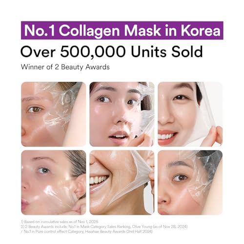 Collagen Overnight Wrapping Peel Off Facial Cream Mask with Jelly Brush, For Elasticity, Hydrating, Hydrolyzed Collagen & Peptide, Glass Skin, Korean Skincare, 2.73 Fl Oz