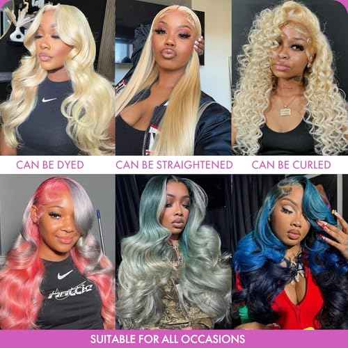 613 13x4 Lace Front Wig Human Hair Blonde Body Wave Lace Frontal Wig Pre Plucked 200 Density 613 HD Lace Wig Human Hair 28 Inch