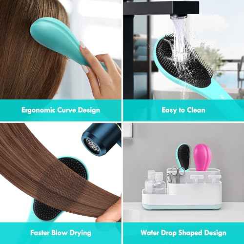 2 Pack Detangling Hair Brush - Detangler Hairbrush with Ultra Soft Bristles for Effortless Tangle Removal - For Dry Wet Damaged Curly Hair for Men Women Girls Boys Kids - Black & Green
