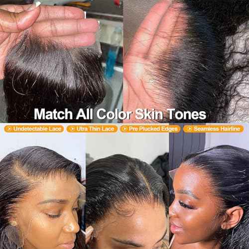 MSGEM 13x6 Lace Frontal Body Wave HD Transparent Frontal Ear to Ear 13x6 Lace Frontal Closure With Baby Hair Free Part 100% Virgin Human Hair Closure Natural Hairline 150% Density 14inch