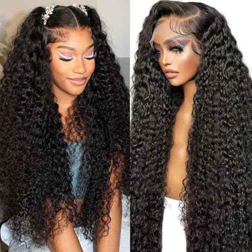 SODLIS 5x5 HD Lace Closure Wigs Human Hair Wear And Go Glueless Wigs Human Hair Pre Plucked With Baby Hair Ready to Go Deep Wave Lace Front Wigs Human Hair for Women (Black, 28 Inch, Curly)