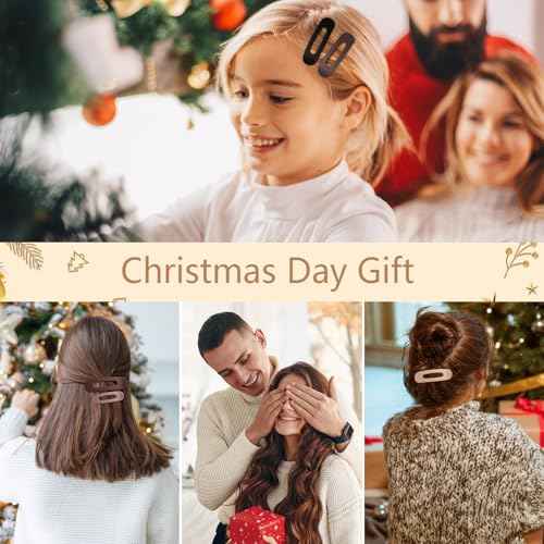 12PCS Flat Hair Clips, Flat Claw Clips for Thin Hair, Matte Lay Down Claw Clips for Women, 3 Sizes Alligator Hair Clips, Christmas Hair Accessories, Brown