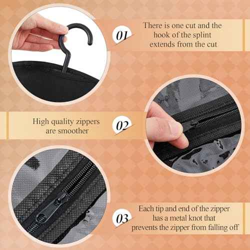 14 Pcs Extra Long Hair Extension Storage Bag with Hanger, Two Sizes for Multiple Wigs, Dust Proof Hanger for Hair Extensions, Accessories, Black