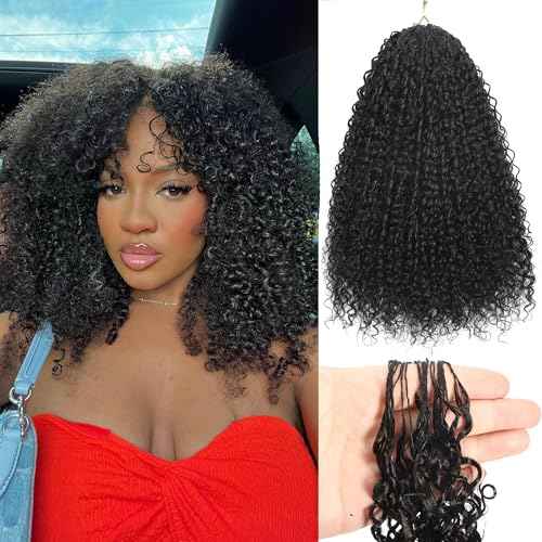 Afro Kinky Curly Knotless Pre-Separated Crochet Hair Extensions 140G Micro Pre Looped Crochet Human Hair Extensions Curly 100% Human Hair Extensions Natural Color (Natural Black(140g), 16 Inch)