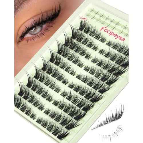 Focipeysa Wispy Lash Clusters Spiky Eyelash Clusters 10-18mm Eyelash Extensions Fox Eye Eyelash Right Left Individual Lashes Cat Eye Lashes Thin Soft Lash Extension Waterproof Lash Cluster