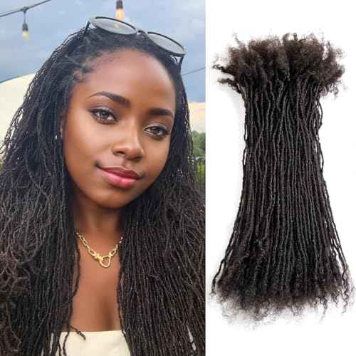 DAIXI Handmade Interlocking Sisterlocks Curly Tips 100% Real Human Hair Permanent Micro Locs Extensions Natural Looking Soft Dreadlocks Can Be Bleached and Dyed.(1B - 0.2cm, 12 Inch 60 Strands)
