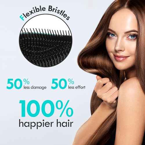 2 Pack Detangling Hair Brush - Detangler Hairbrush with Ultra Soft Bristles for Effortless Tangle Removal - For Dry Wet Damaged Curly Hair for Men Women Girls Boys Kids - Black & Green