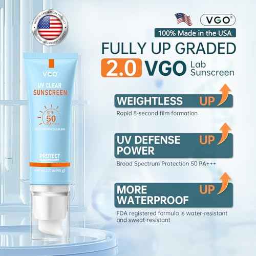 VGO Mineral Sunscreen for Face, Reef Safe Sunscreen, Oil-Free Face Moisturizer with SPF 50, Broad-Spectrum UVA/UVB Protection, Lightweight, Non-Comedogenic, Travel Size (2 pack)