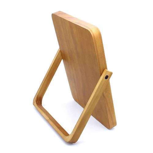 Buwico Rectangle Standing Vanity Makeup Mirror, Wood Frame, 10.2"L x 7.3"W, Modern Style, Tabletop Mount, Bathroom & Home Decor
