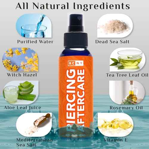 Piercing Aftercare Spray - Saline Cleaning Solution for Nose Belly Ear Piercing - Piercing Bump Keloid Removal - Natural Sea Salt Cleaner - Made in USA