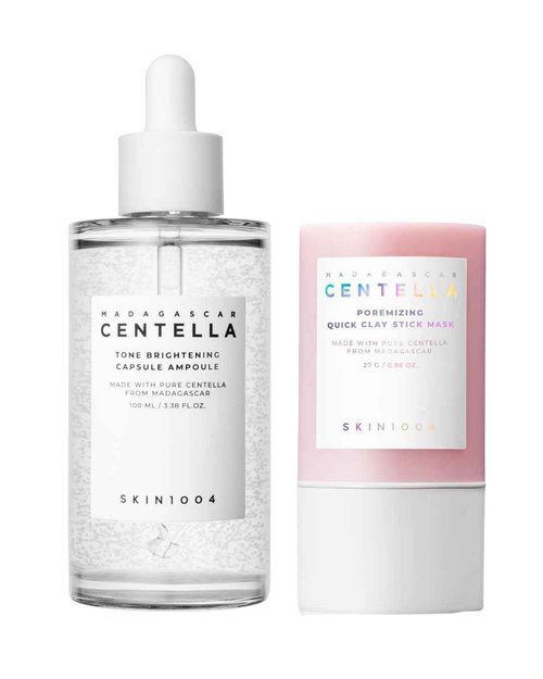 SKIN1004 Madagascar Centella Poremizing Quick Clay Stick Mask and Tone Brightening Capsule Ampoule 100ml