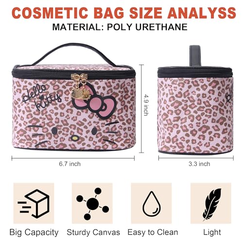 BeautyTimes Large Makeup Bag Travel Cosmetic Bags with Handle Storage Bag Brush Zipper Case Organizer for Women (Pink-C)