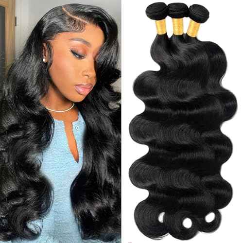 Human Hair Bundles Body Wave 20 22 24 Inch 100% Unprocessed Brazilian Virgin Hair 12A Double Weft Quick Weave Bundles Human Hair Extensions Natural Color