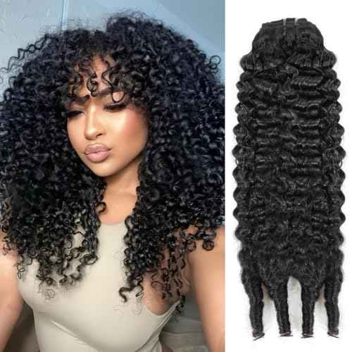 Burmese Curly Bundles Human Hair 16 18 20 Inches 3C4A Water Wave Quick Weave with Spiral Curly End 100% Unprocessed Kinky Curly Human Bundles in Hair Extensions Natural Black