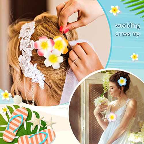 Geosar 100 Pcs Plumeria Hair Clip Hawaiian Foam Flower Hair Clips for Women Luau Beach Hawaii Tropical Bridal Wedding Party Decorations Accessories Vacation Supplies(2.4 Inch)