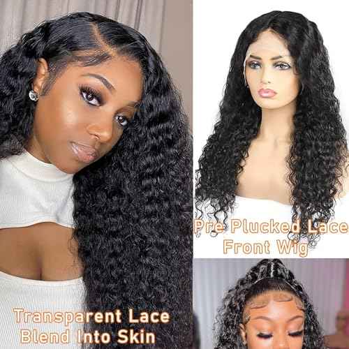 Edwad Deep Wave Lace Front Wigs Human Hair 28 inch 180 Density 13X4 HD Deep Curly Lace Front Human Hair Wig Lace Frontal Wigs for Women
