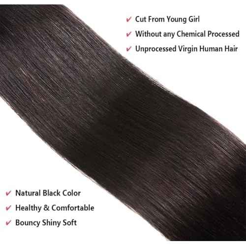 Brazilian Virgin Straight Hair Bundles 18 20 22 Inch 100% Unprocessed Virgin Human Hair Weave Bundles Human Hair Extension Double Weft Natural Color Straight Hair Bundles
