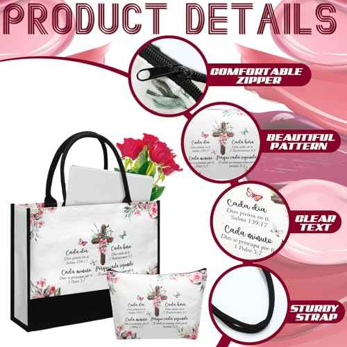 Aliceset 2 Pcs Christmas Christian Gifts for Women Spanish Inspirational Religious Gifts for Women Reusable Grocery Bags