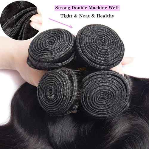 12A Human Hair Bundles 22 24 26 Inch Body Wave Bundles Human Hair Unprocessed Brazilian Virgin Hair 3 Bundles Weave Extensions Natural Black Color Bundle