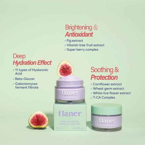 Fig Pudding Barrier Repair Cream – 11x Hyaluronic Acid Moisturizer Cream, Barrier Care, Ceramide, Hydration and Barrier Strengthening, Vegan, Korean Skincare, Dry & Sensitive Skin, 1.69 fl.oz