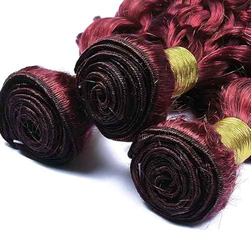 Dark Burgundy Human Hair Bundles 99J Burgundy Kinky Curly Bundles 16 18 20 Inch 99J Curly Bundle Double Weft Unprocessed Brazilian Virgin Hair Extensions