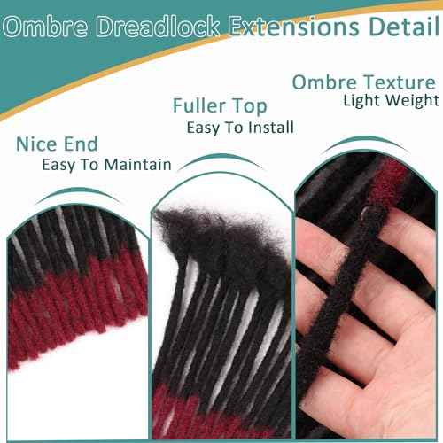 Viovian 0.6cm Human Hair Loc Extensions 10 Inch 60 Strands Ombre Dreads Extensions Human Hair Dreadlock Extensions for Men Human Dread Extensions Color 1b/Bug