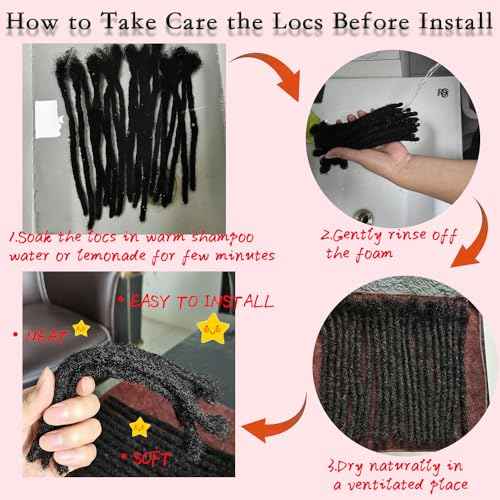 Human Hair Loc Extensions 8 Inch 70 Str Dreadlock Extension Human Hair 100% FUll Handmade Dread Extension for Man/Woman/Kids Locs Can be Curly and Dyed(0.4cm)