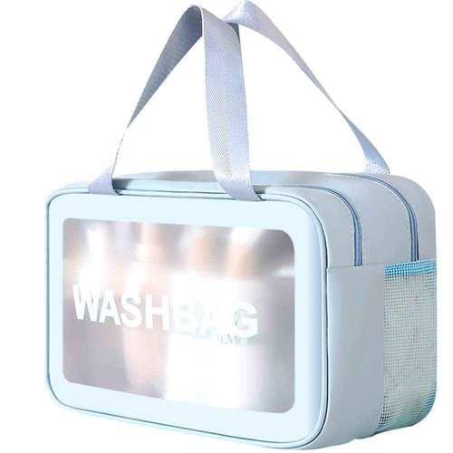 YIMIKE Travel Toiletry Bag, 2 in 1 Large Clear Makeup Bags,Cosmetics Bag,Transparent Skin Care Bag for Toiletries,Waterproof & Draining,PVC Toiletry Organizer Thickened Wash Bag for Women Men