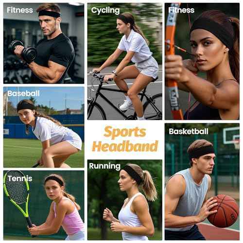 Headbands for Women - 6 Pack Wide Elastic Hair Bands | Stretchy Sweatbands Hair Bands | Soft Sports Thin Head Bands | Non-Slip Accessories Bands for Fashion, Washing Face, Workouts, Yoga, Daily Use