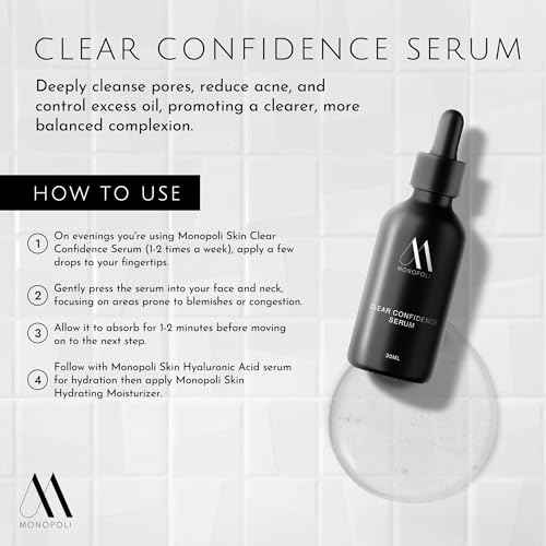 Monopoli Skin Clear Confidence Kit | Acne Serum, Exfoliating Face Pads & BHA Clearing Mask | Daily Skin Care Routine Perfect for Women and Men | Essentials for Women & Teens