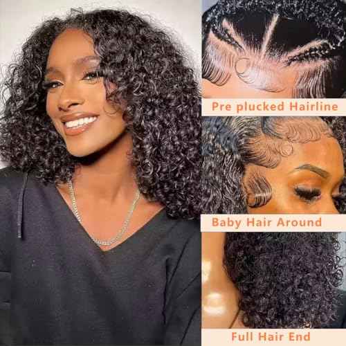 250% Density Kinkycurly Wig Human Hair 13X6 HD Lace Front Curly Human Hair Wig With Baby Hair Afro Kinkys Curly Wig For Women Real Human Hair 16inch