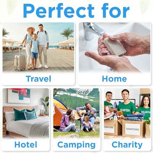 BERGMAN KELLY - Hotel Soap Bars - White Tea, 1 oz, 200 PK - Travel Size Luxury Bulk Amenities Bar Soap - Mini Individually Wrapped Rectangular Soap, Small Toiletries for Airbnb, Motel, Guest Bath